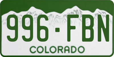 CO license plate 996FBN