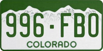 CO license plate 996FBO