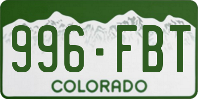 CO license plate 996FBT