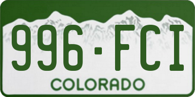 CO license plate 996FCI