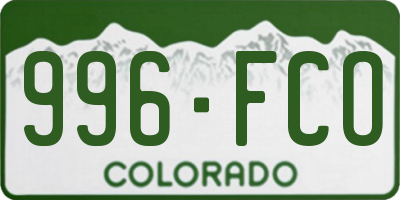 CO license plate 996FCO