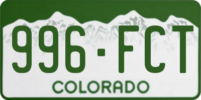 CO license plate 996FCT