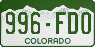 CO license plate 996FDO