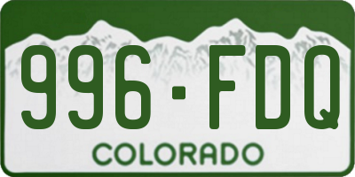 CO license plate 996FDQ