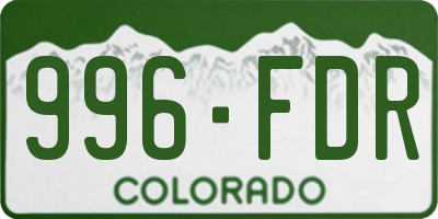 CO license plate 996FDR