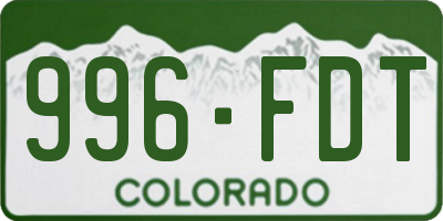 CO license plate 996FDT