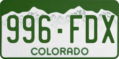 CO license plate 996FDX