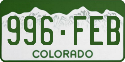 CO license plate 996FEB
