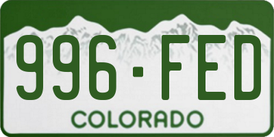 CO license plate 996FED