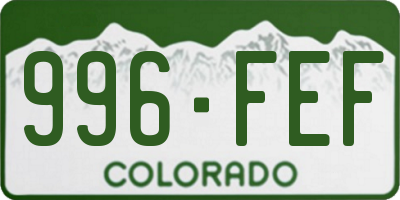 CO license plate 996FEF