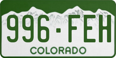 CO license plate 996FEH