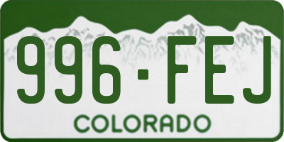 CO license plate 996FEJ