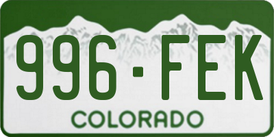 CO license plate 996FEK