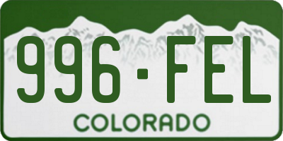 CO license plate 996FEL