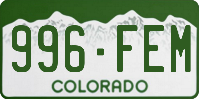 CO license plate 996FEM