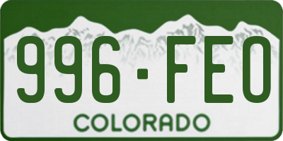 CO license plate 996FEO
