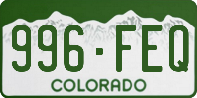 CO license plate 996FEQ