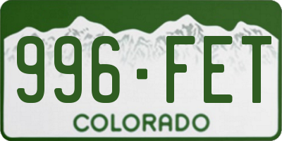 CO license plate 996FET
