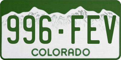 CO license plate 996FEV
