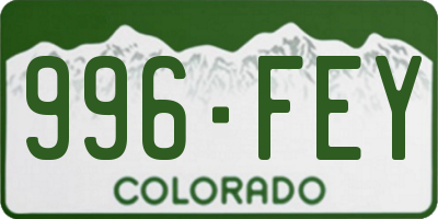 CO license plate 996FEY