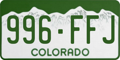 CO license plate 996FFJ