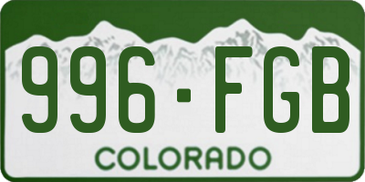 CO license plate 996FGB