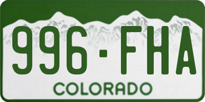 CO license plate 996FHA