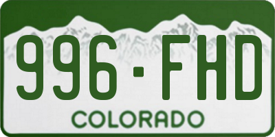 CO license plate 996FHD