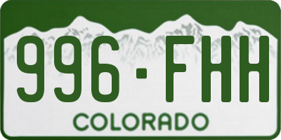 CO license plate 996FHH