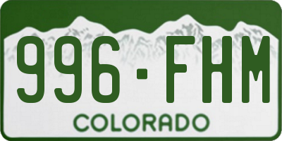 CO license plate 996FHM