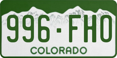 CO license plate 996FHO