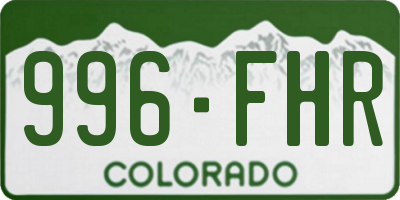 CO license plate 996FHR