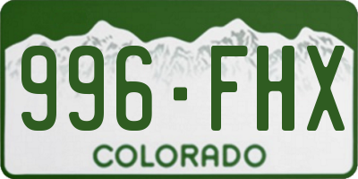 CO license plate 996FHX