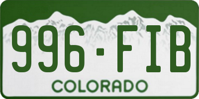 CO license plate 996FIB