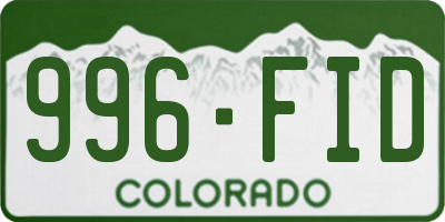 CO license plate 996FID