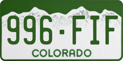 CO license plate 996FIF