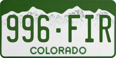 CO license plate 996FIR