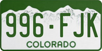 CO license plate 996FJK