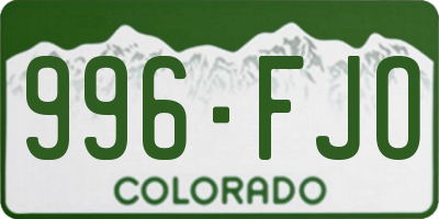 CO license plate 996FJO