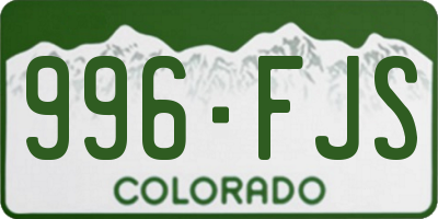 CO license plate 996FJS