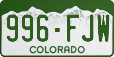 CO license plate 996FJW