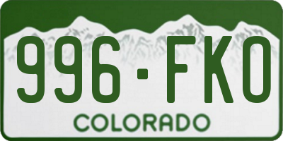 CO license plate 996FKO