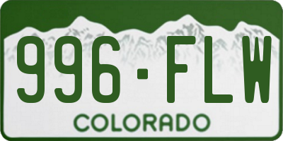 CO license plate 996FLW