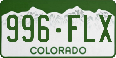 CO license plate 996FLX