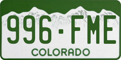 CO license plate 996FME