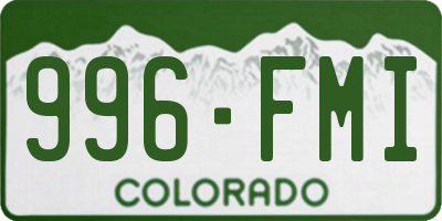 CO license plate 996FMI