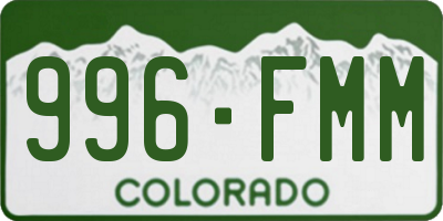 CO license plate 996FMM