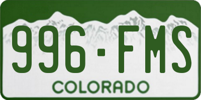 CO license plate 996FMS