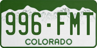 CO license plate 996FMT