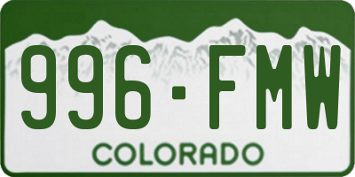 CO license plate 996FMW
